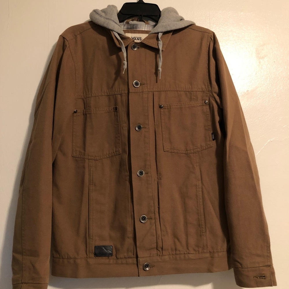 Vans Men’s Small khaki hooded button up jacket